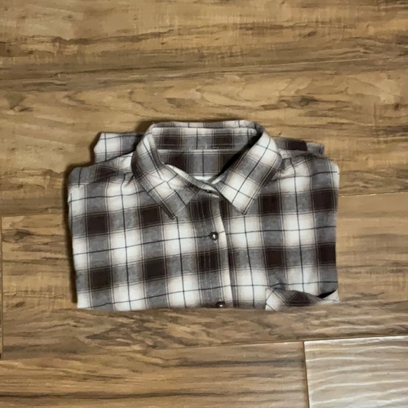 Aeropostale women’s small mocha brown/grey flannel - Picture 4 of 4